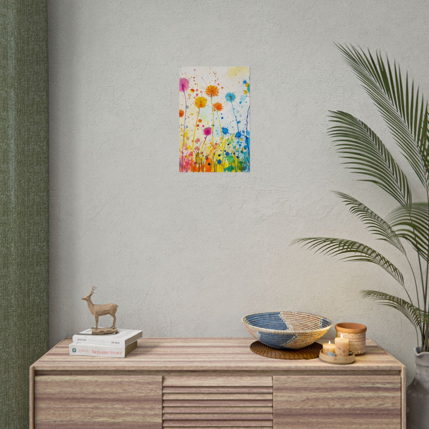 Colorful Watercolor Wildflower Poster — Bright Floral Rolled Art Print
