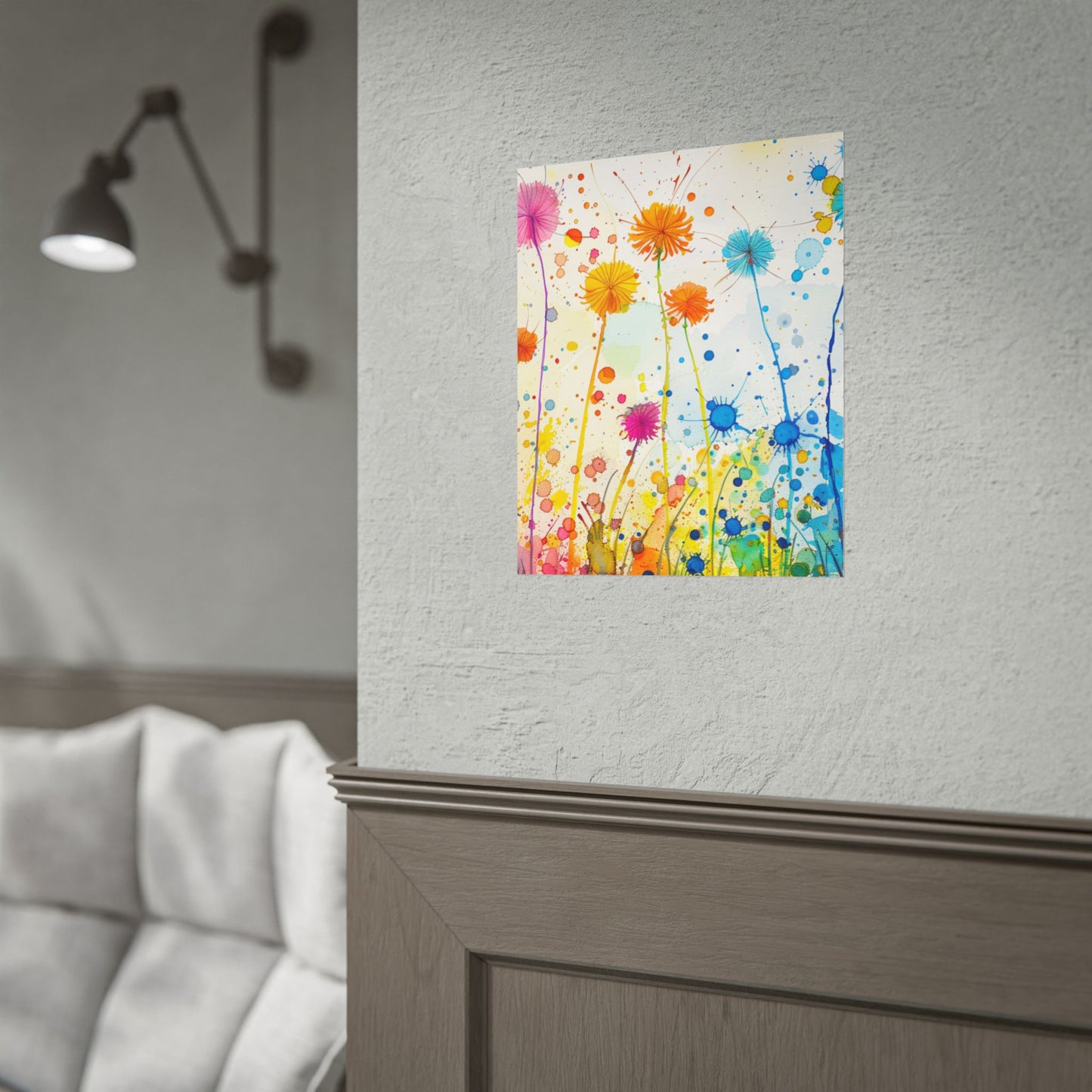 Colorful Watercolor Wildflower Poster — Bright Floral Rolled Art Print