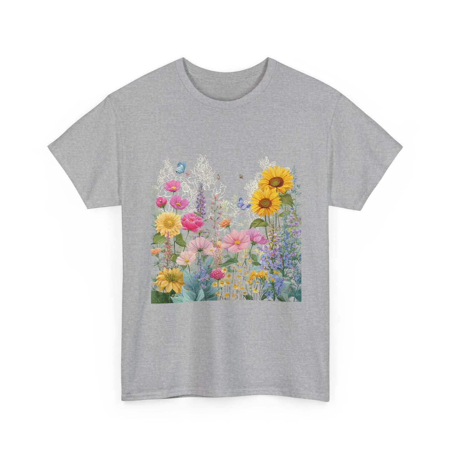 Floral Garden Tee — Sunflower & Wildflower Bouquet Graphic T-Shirt