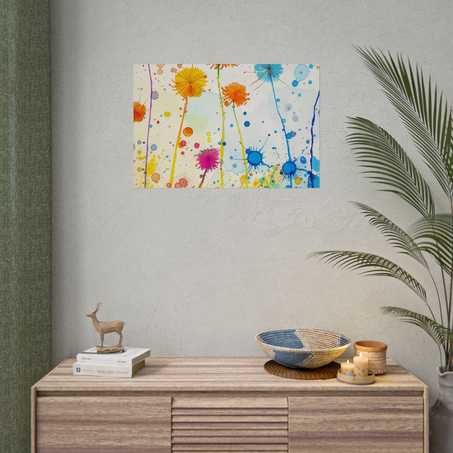 Colorful Watercolor Wildflower Poster — Bright Floral Rolled Art Print