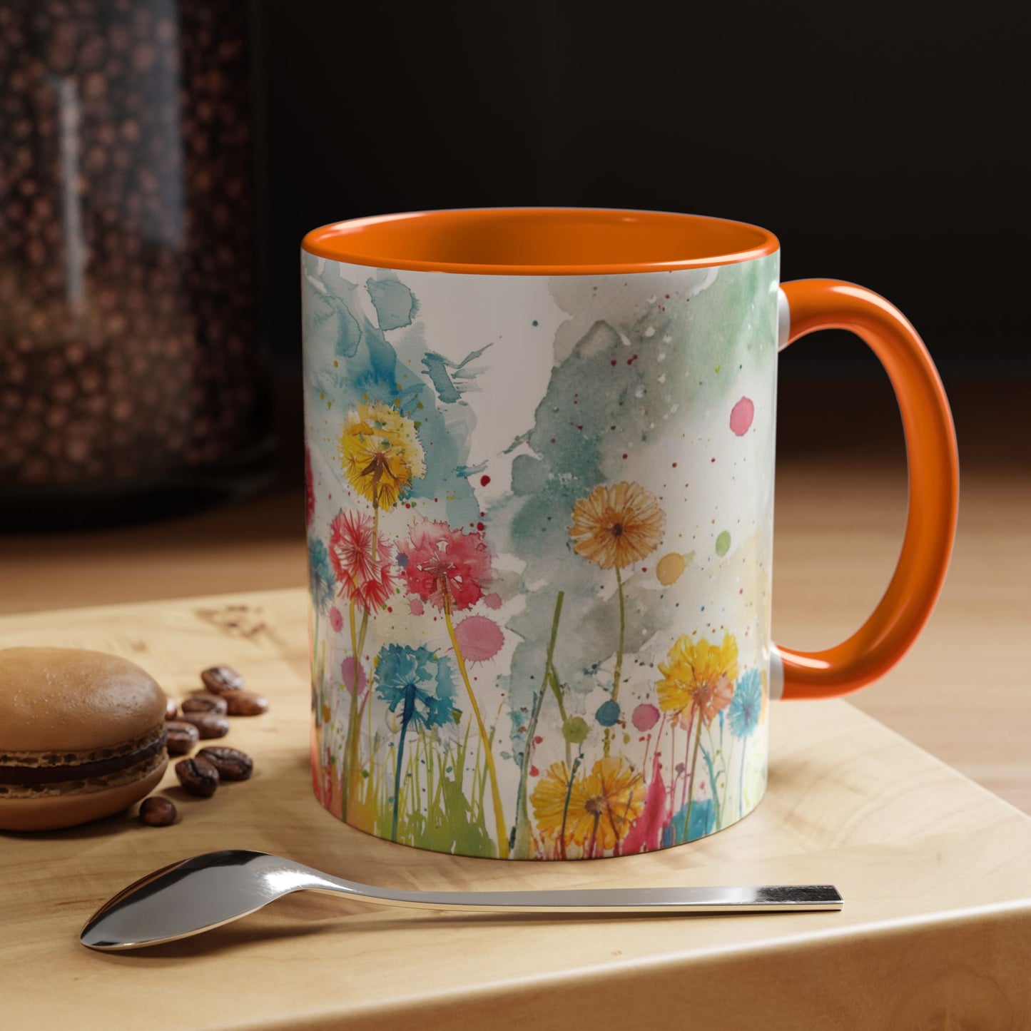 Watercolor Wildflower Accent Coffee Mug — Colorful Floral 11/15oz