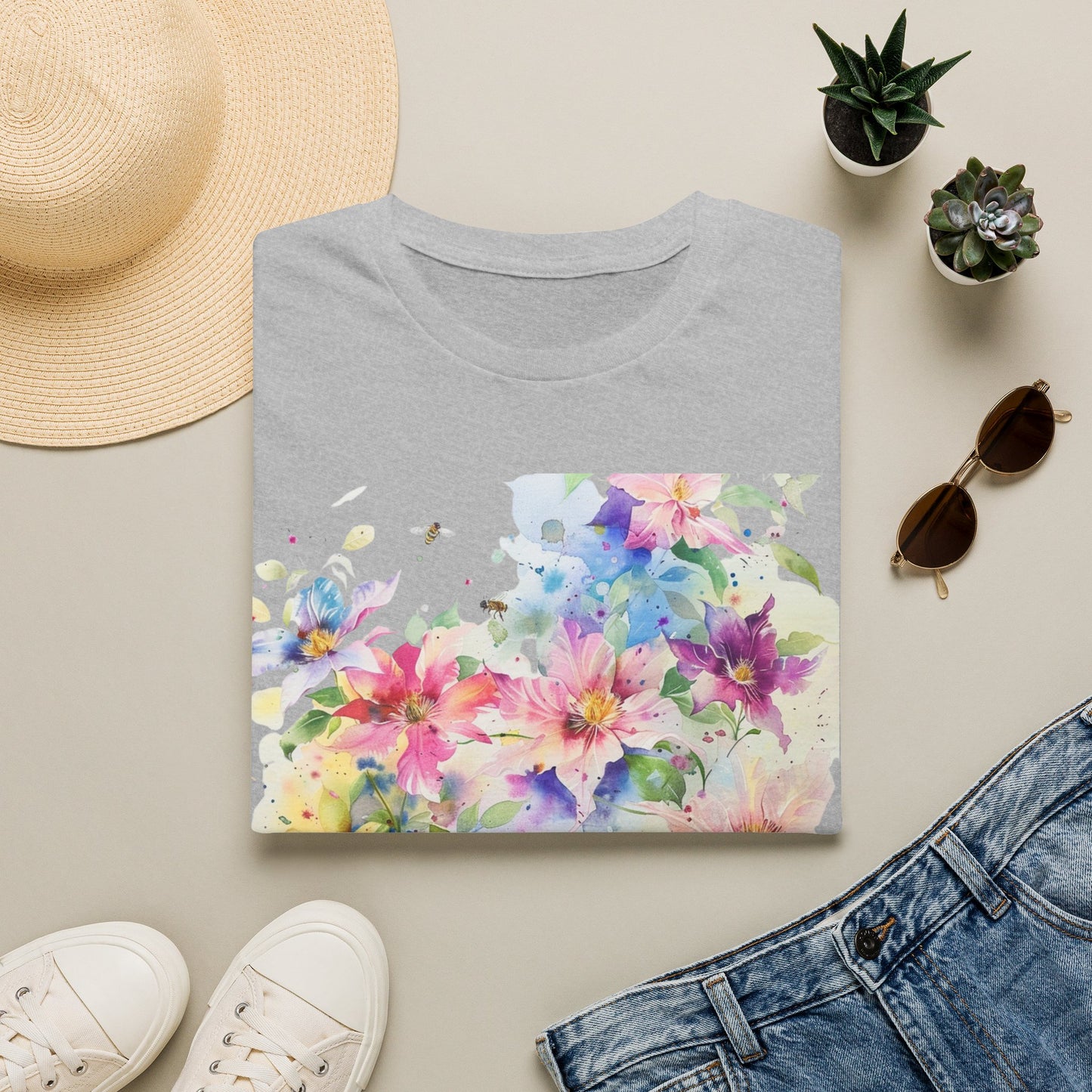 Watercolor Floral T-Shirt — Pastel Bloom Garden Tee