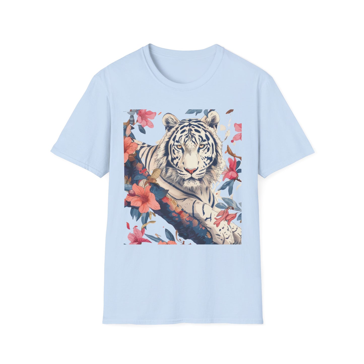 Tiger Floral T-Shirt — White Tiger & Blossom Graphic Tee
