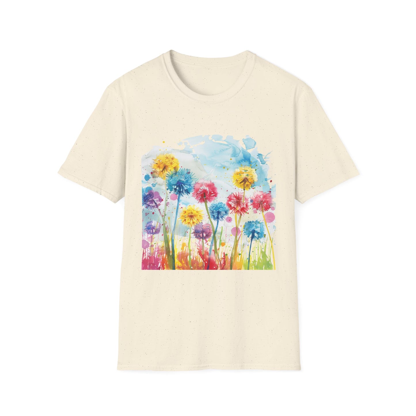 Watercolor Dandelion Field T-Shirt — Bright Floral Spring Tee
