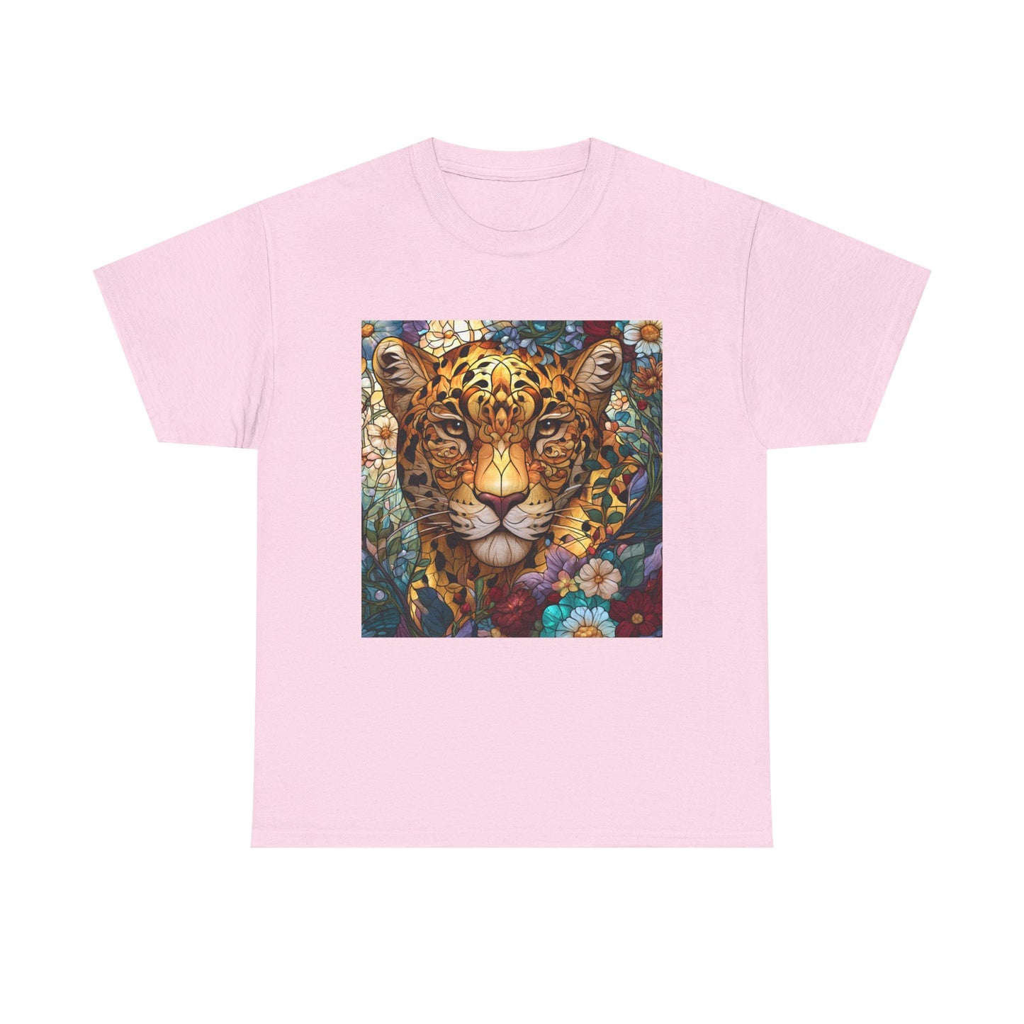 Jaguar Floral Portrait T-Shirt – Colorful Leopard Face Art Tee