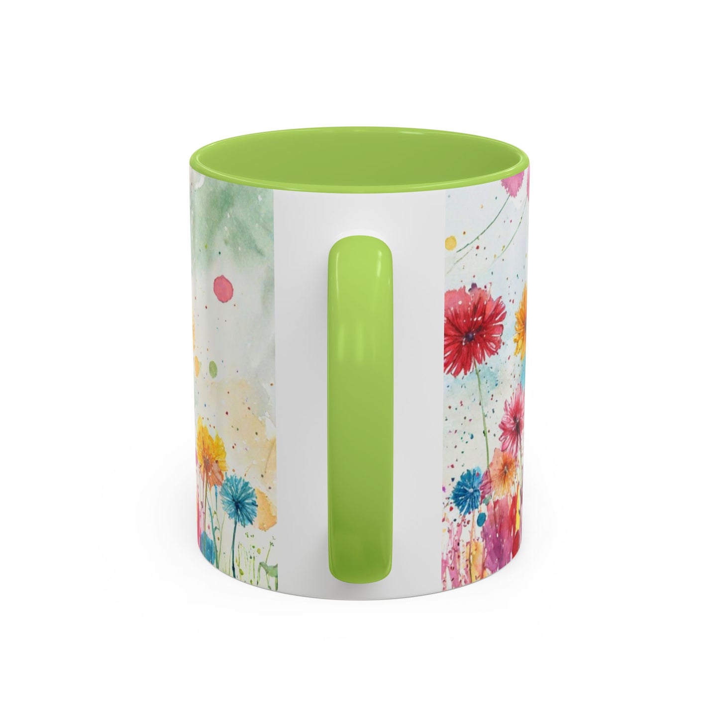 Watercolor Wildflower Accent Coffee Mug — Colorful Floral 11/15oz