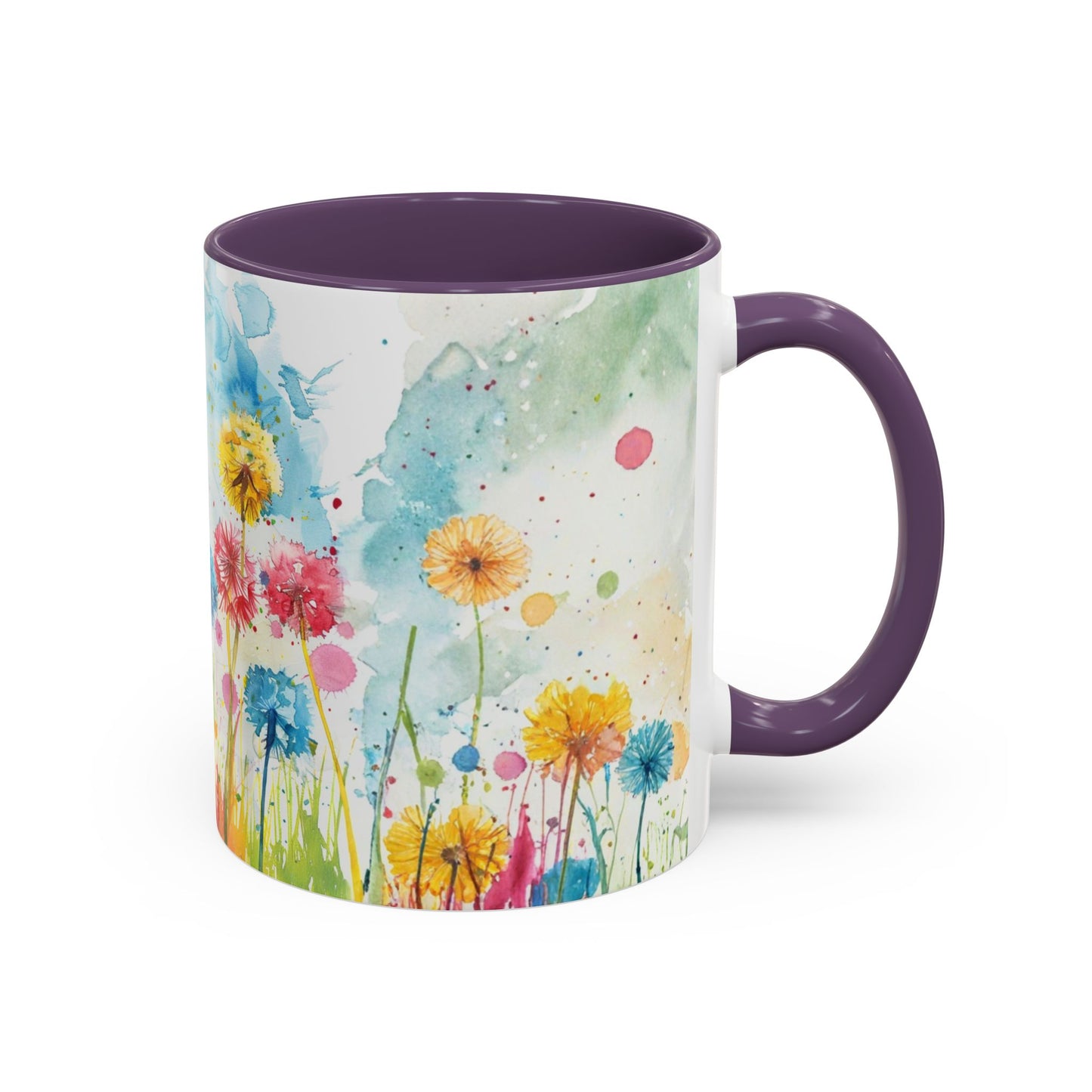 Watercolor Wildflower Accent Coffee Mug — Colorful Floral 11/15oz