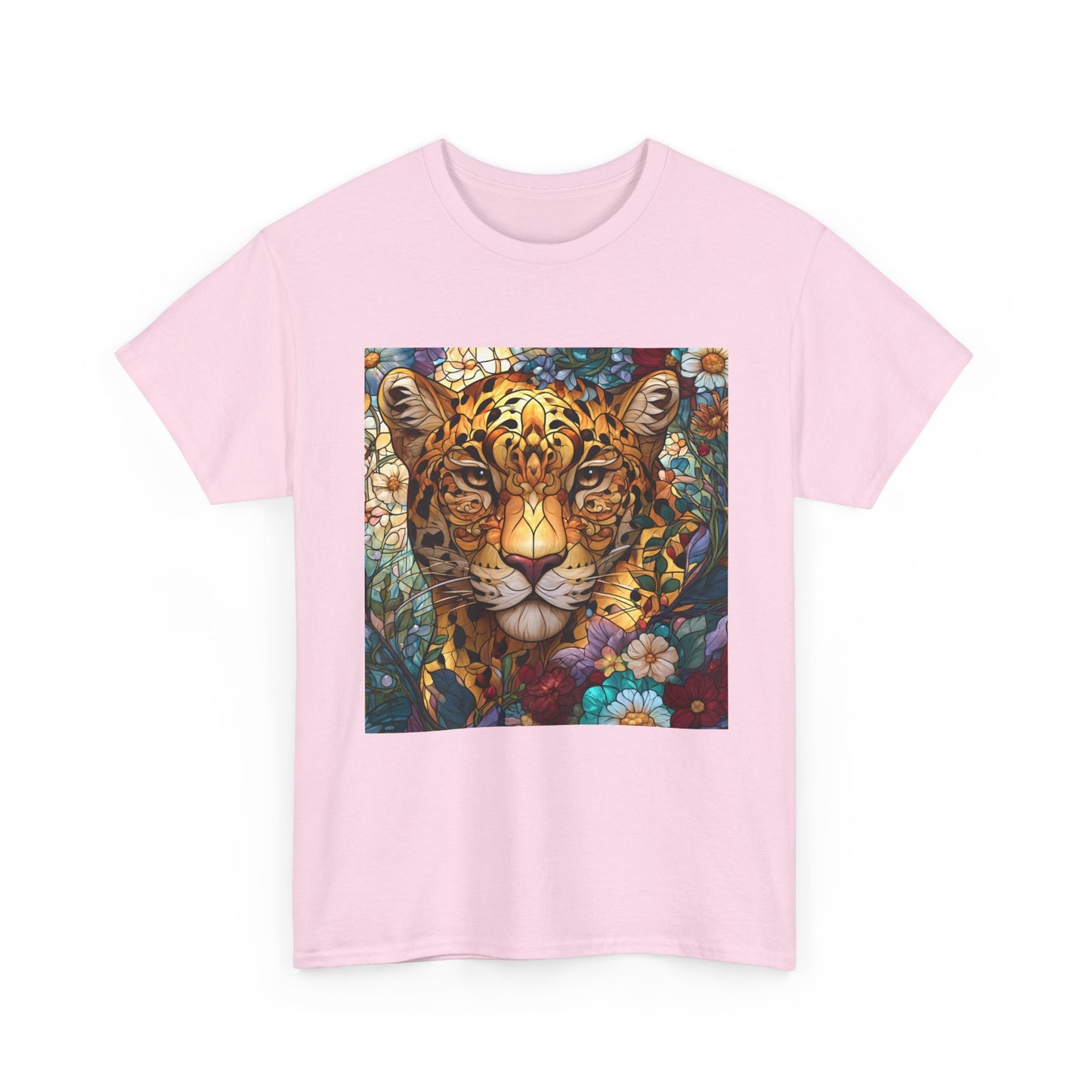 Jaguar Floral Portrait T-Shirt – Colorful Leopard Face Art Tee