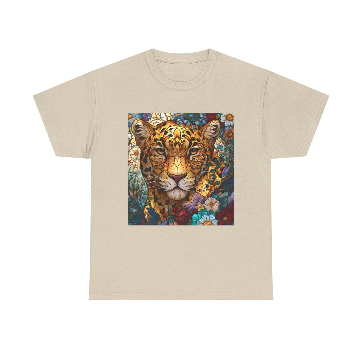 Jaguar Floral Portrait T-Shirt – Colorful Leopard Face Art Tee