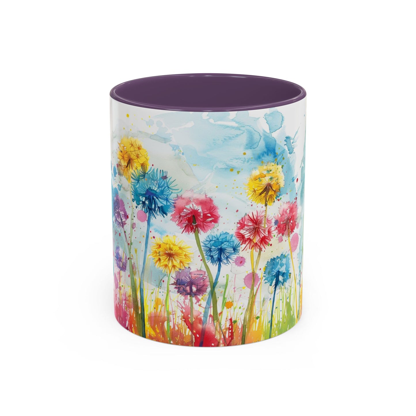 Watercolor Wildflower Accent Coffee Mug — Colorful Floral 11/15oz