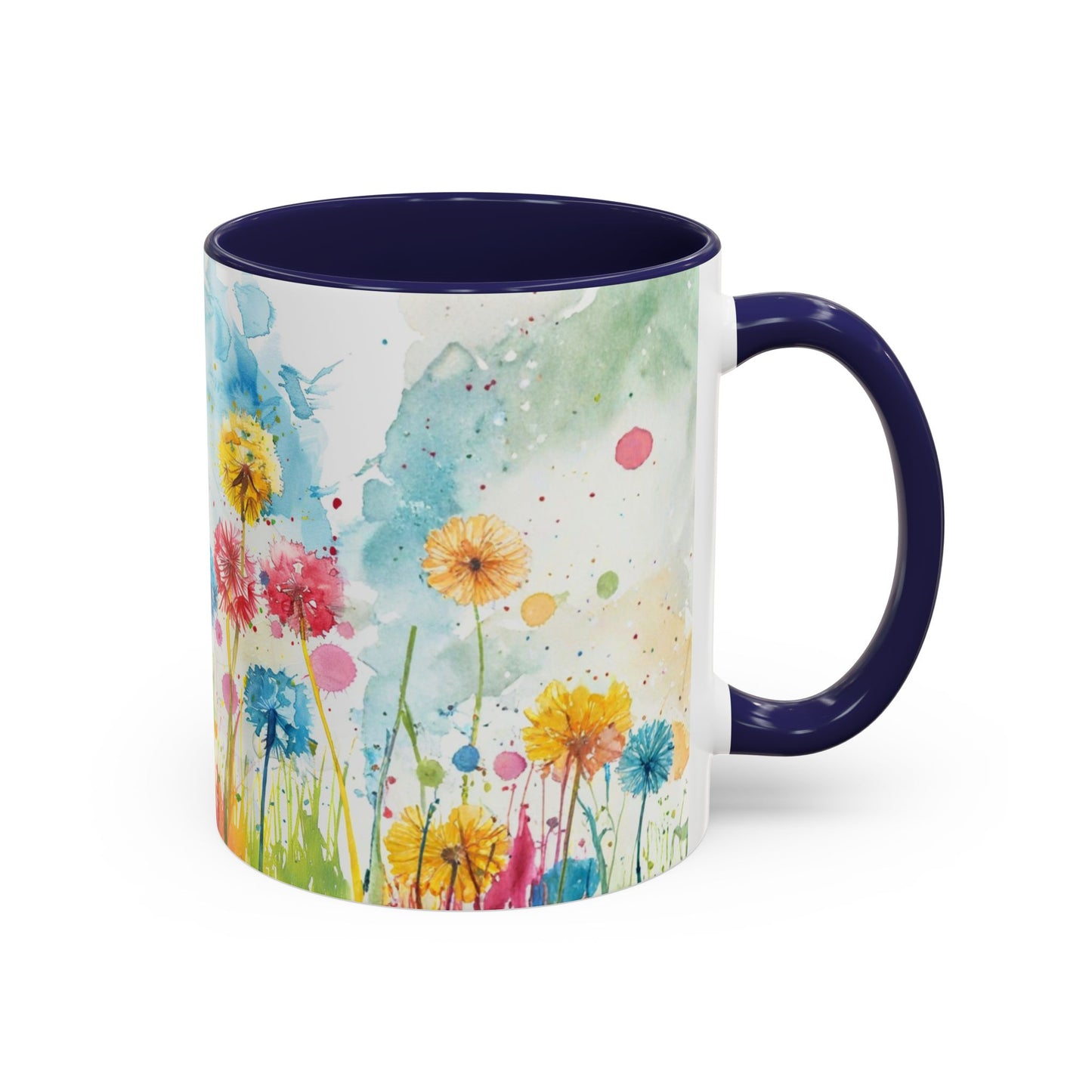 Watercolor Wildflower Accent Coffee Mug — Colorful Floral 11/15oz