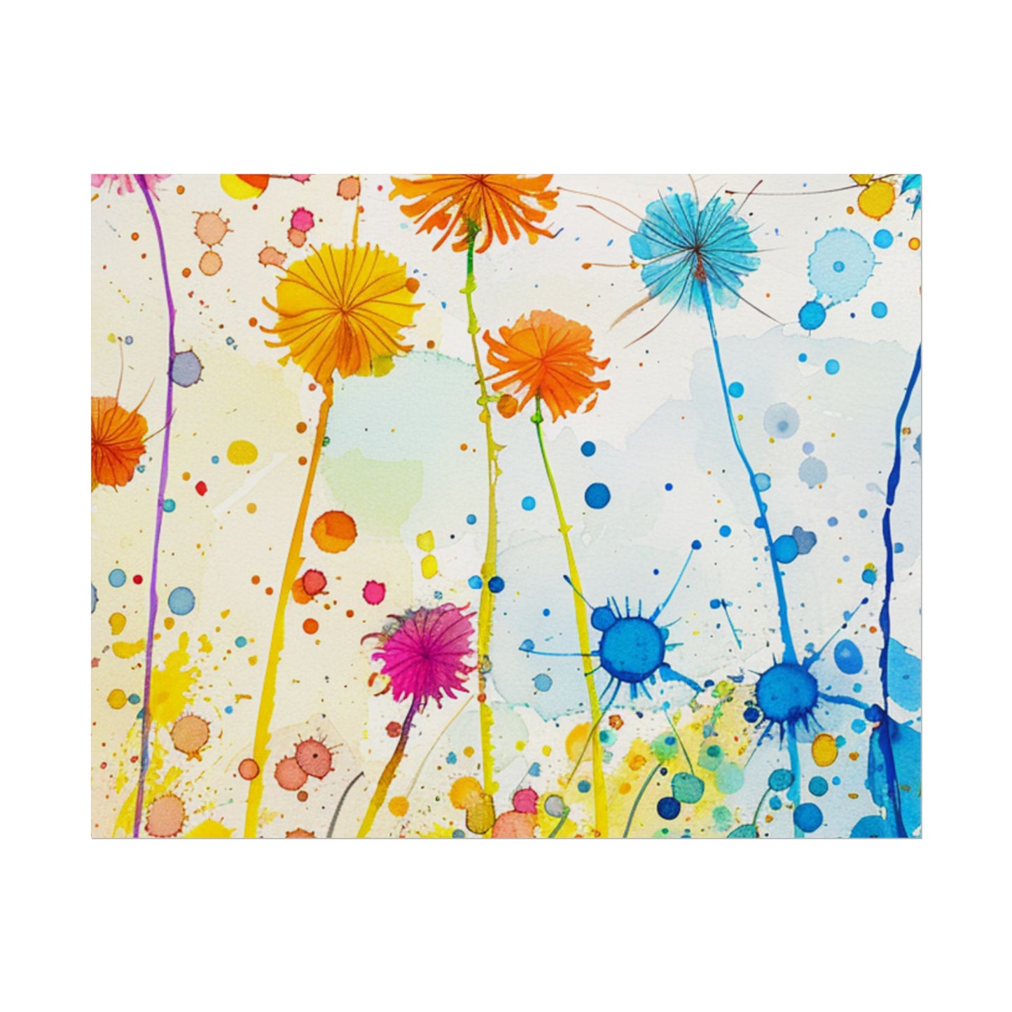 Colorful Watercolor Wildflower Poster — Bright Floral Rolled Art Print