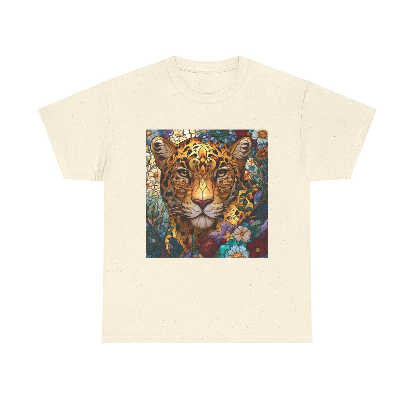 Jaguar Floral Portrait T-Shirt – Colorful Leopard Face Art Tee