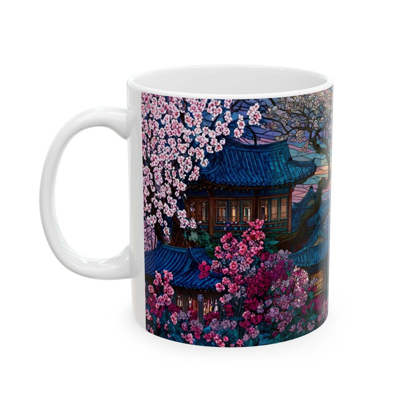Cherry Blossom  Landscape Ceramic Mug — Sakura Scenic Tea Coffee Cup (11oz/15oz)