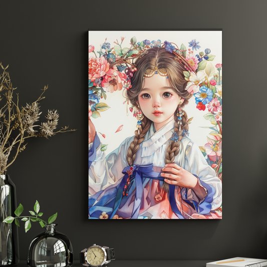 Korean Hanbok Girl Art Poster — Rolled Decorative Wall Print
