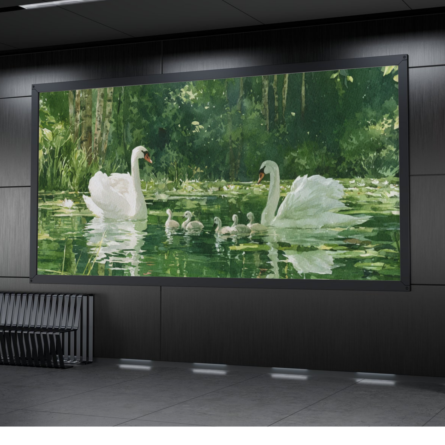 Swans on a Lily Pond Poster