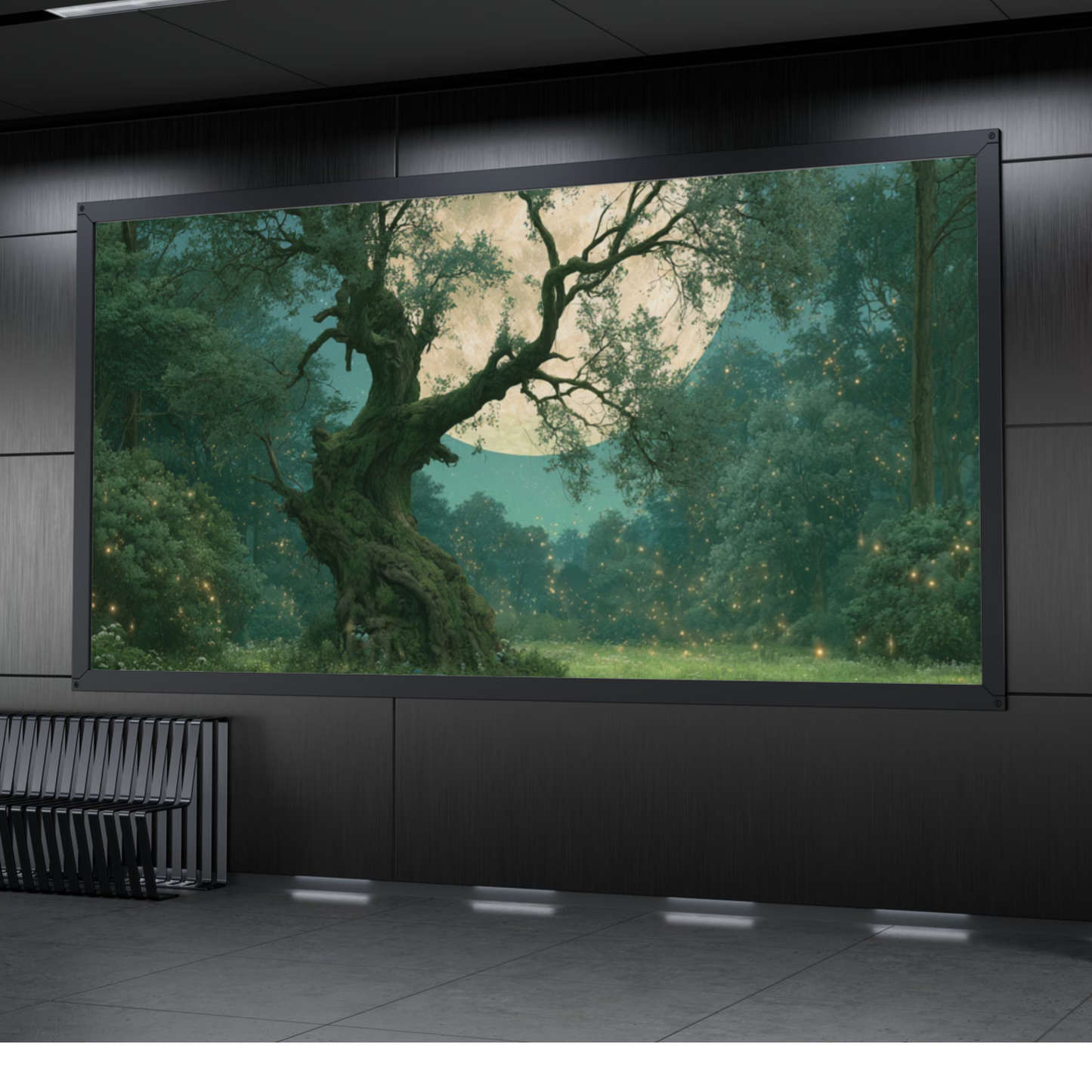 Moonlit Tree Poster — Fantasy Landscape Wall Art