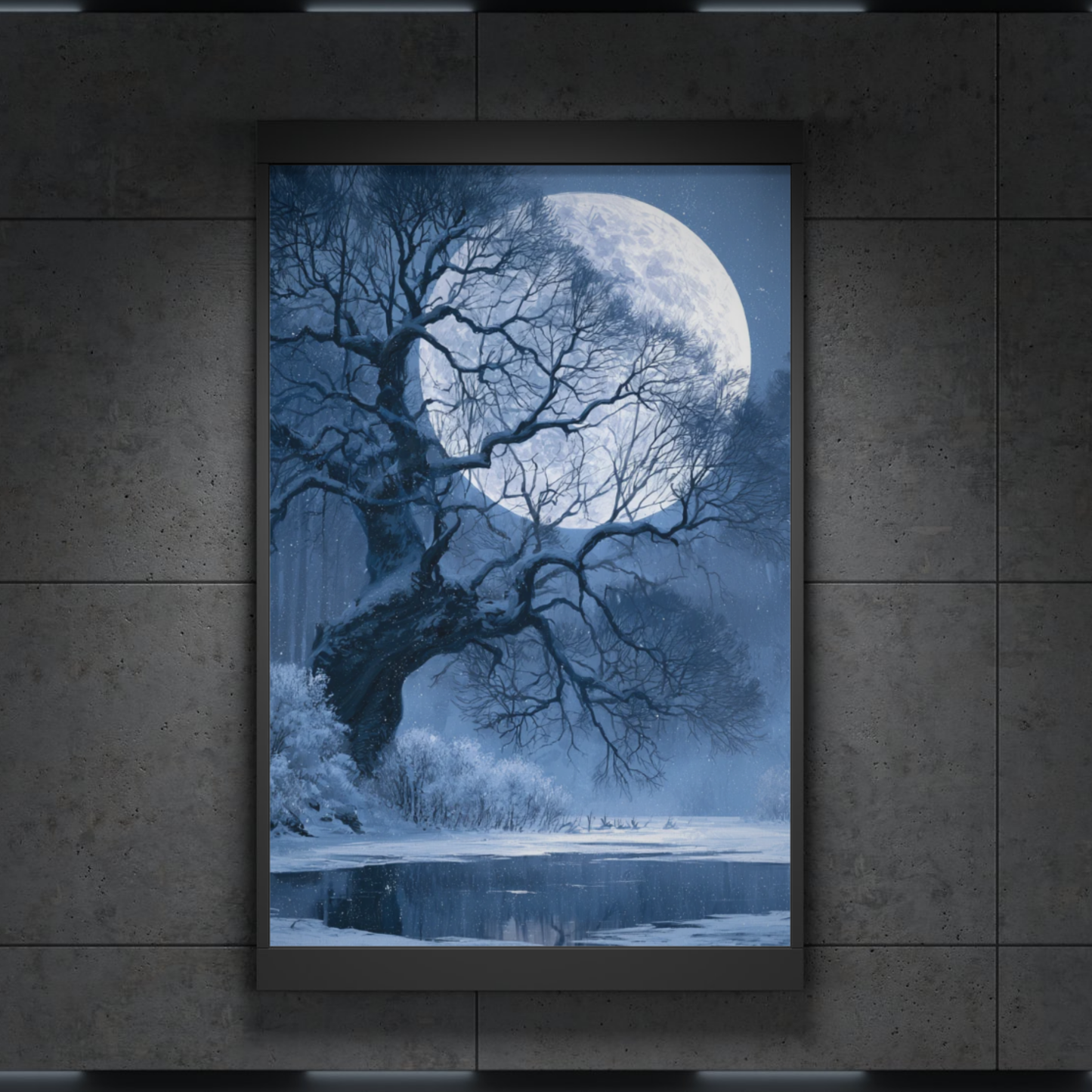 Moonlit Winter Forest Poster — Large Rolled Art Print