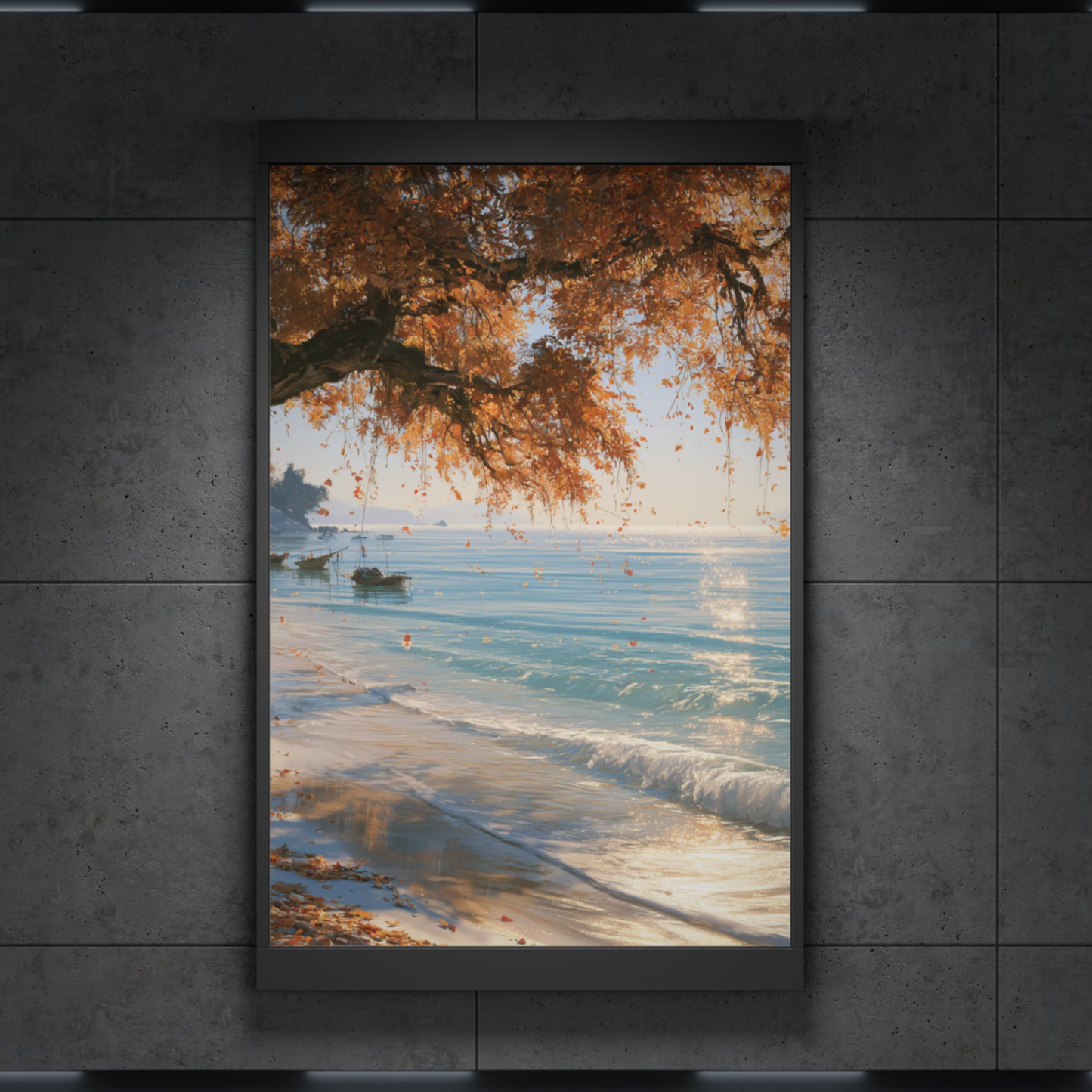 Seaside Autumn Beach Poster — Rolled Landscape Wall Art