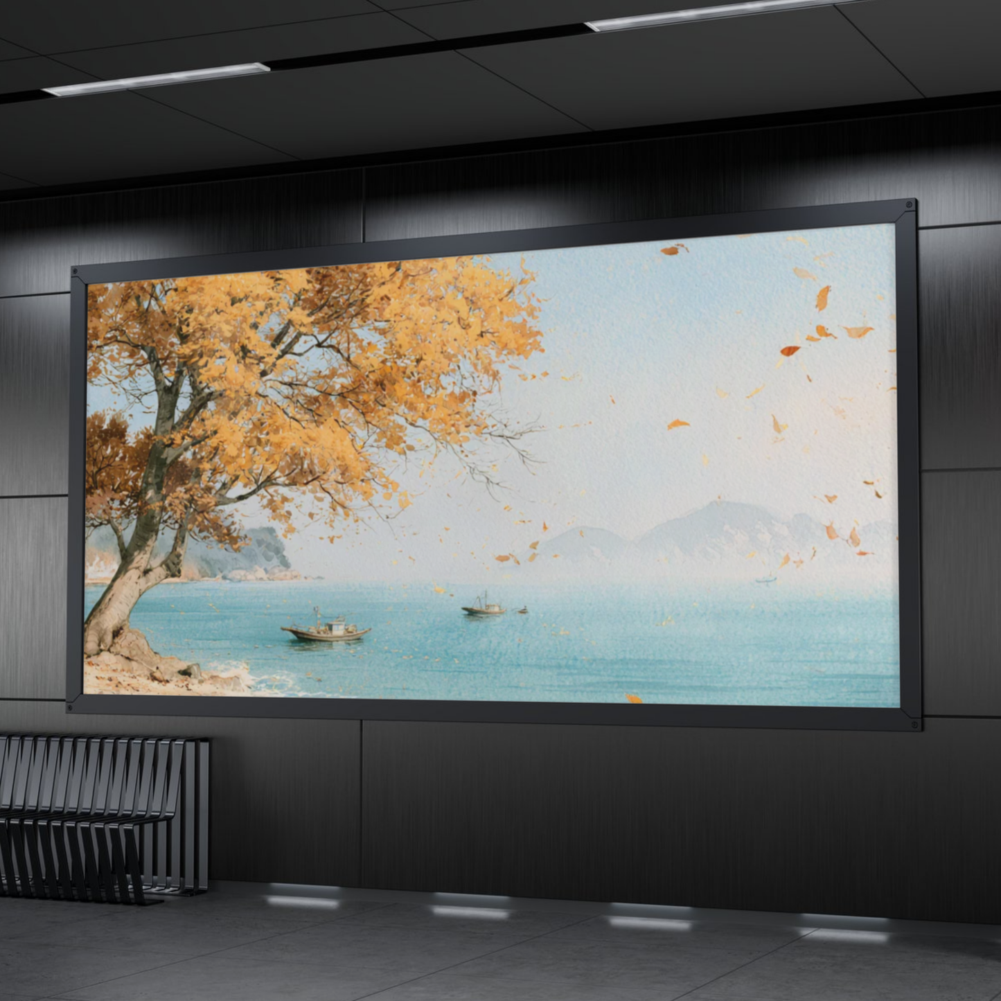 Coastal Autumn Beach Poster — Serene Seaside Wall Art