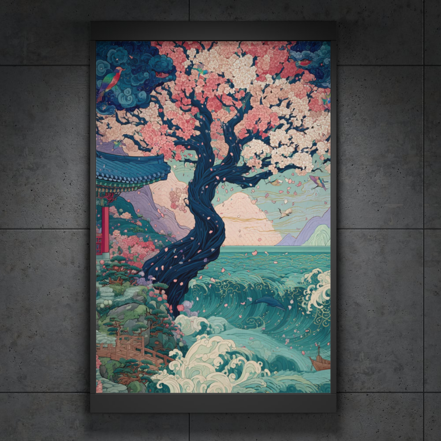 Spring Blossoms and Crashing Waves