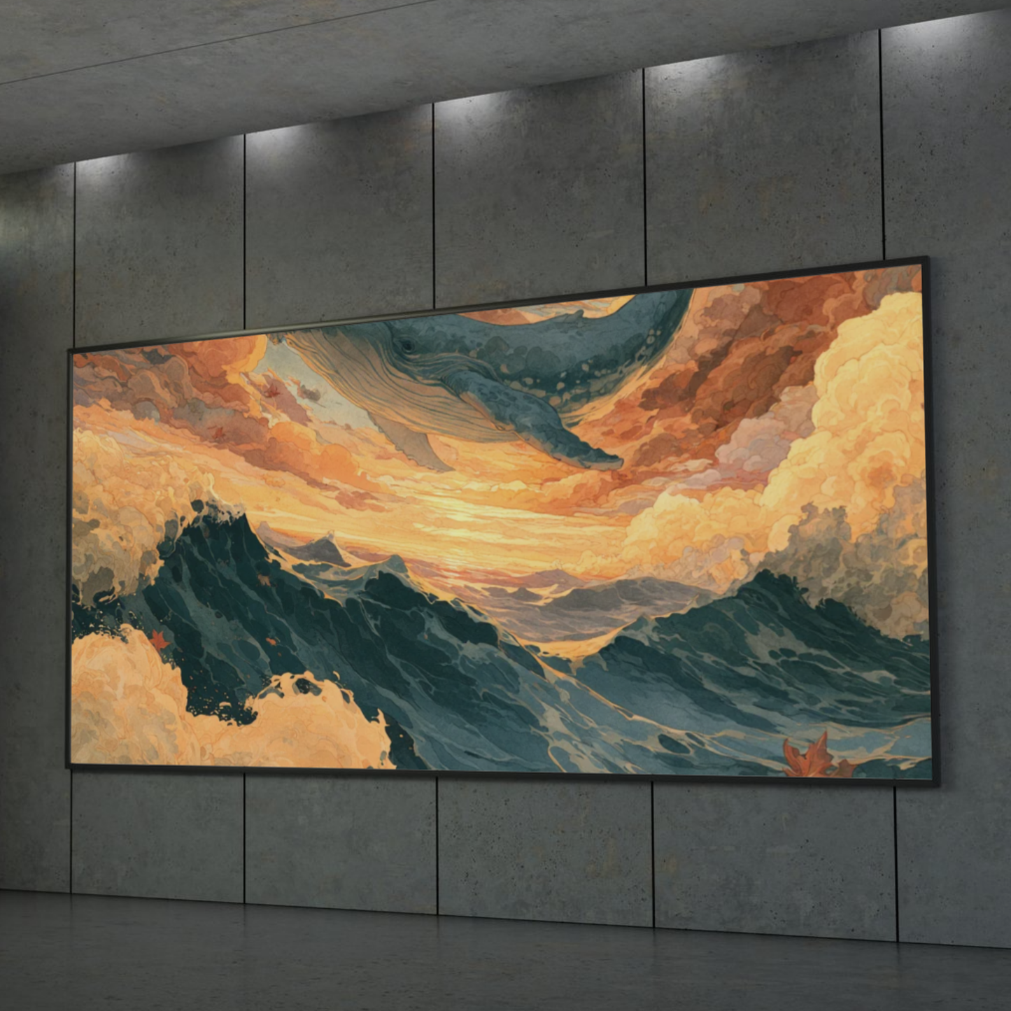 Surreal Whale Sunset Poster — Ocean Fantasy Rolled Art Print