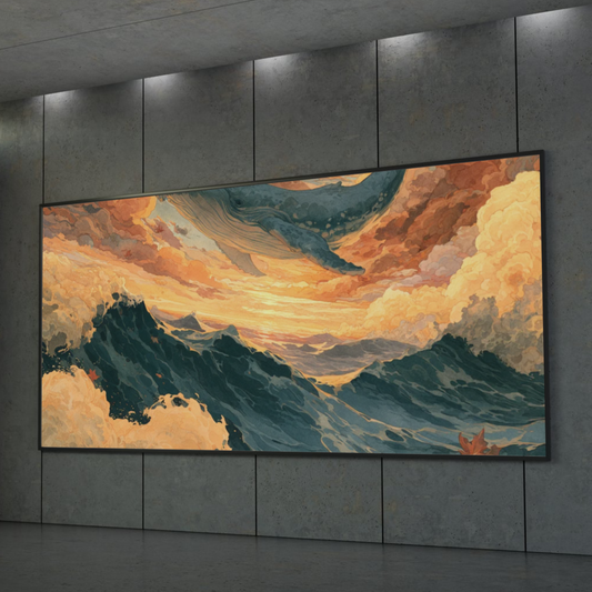Surreal Whale Sunset Poster — Ocean Fantasy Rolled Art Print