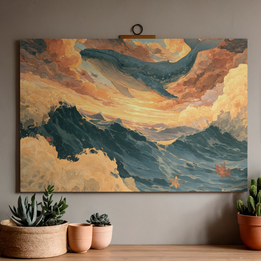 Surreal Whale Sunset Poster — Ocean Fantasy Rolled Art Print