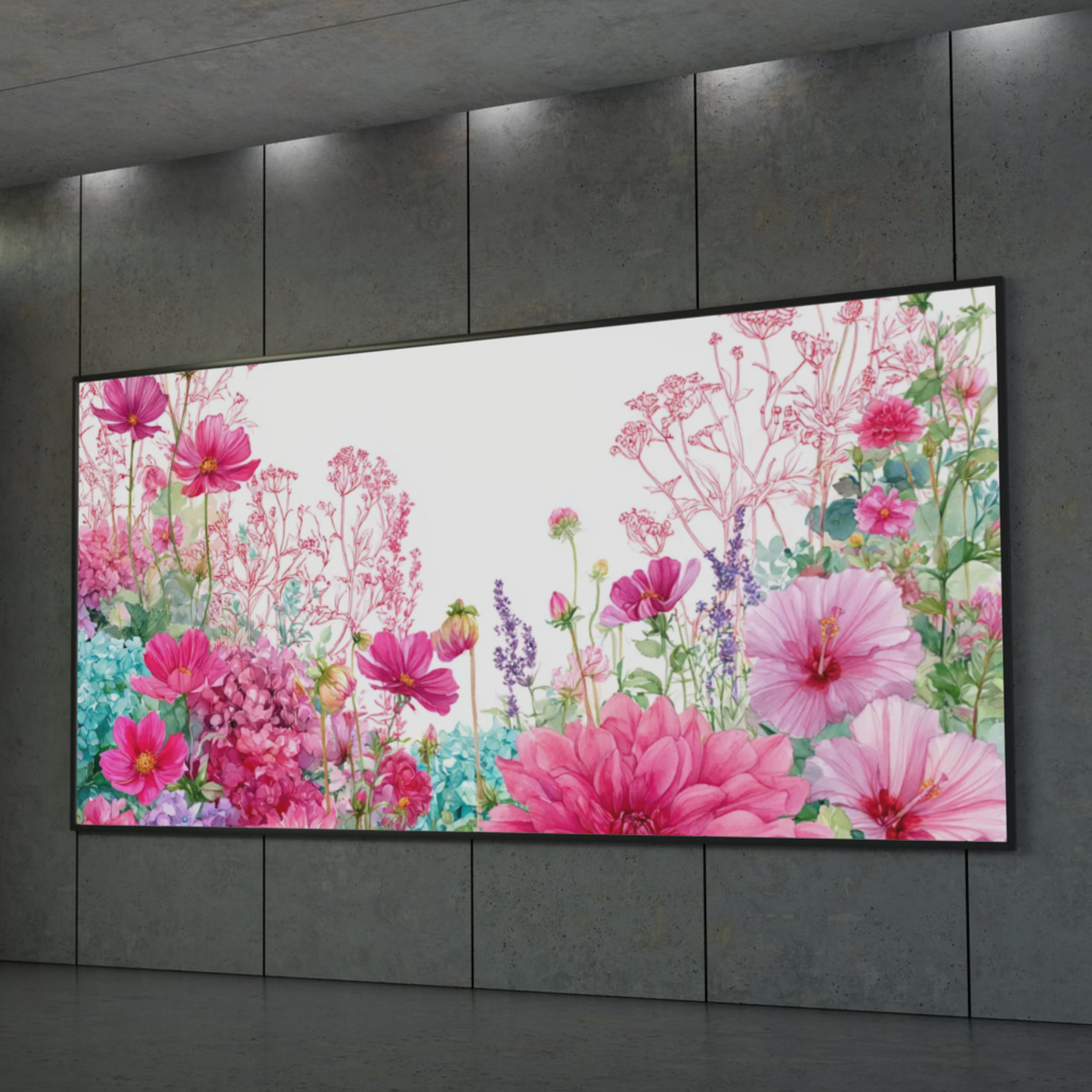 Pink Wildflower Garden Poster