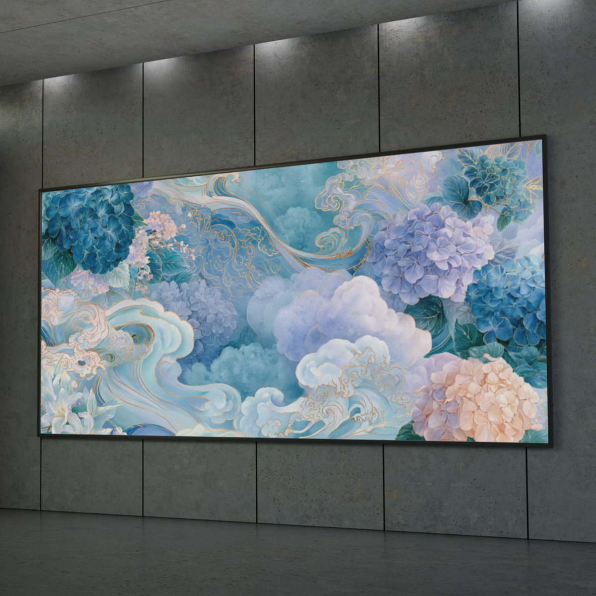 Dreamy Blue Hydrangea Art Poster — Rolled Wall Print