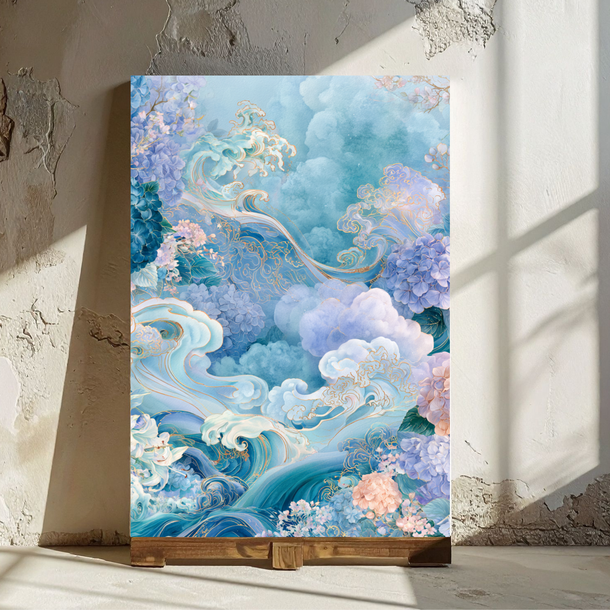 Dreamy Blue Hydrangea Art Poster — Rolled Wall Print