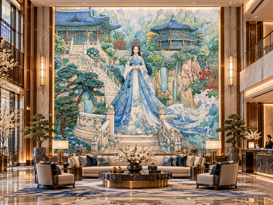 Watercolor Oriental Princess Poster — Textured Matte Art Print