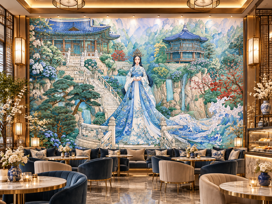 Watercolor Oriental Princess Poster — Textured Matte Art Print