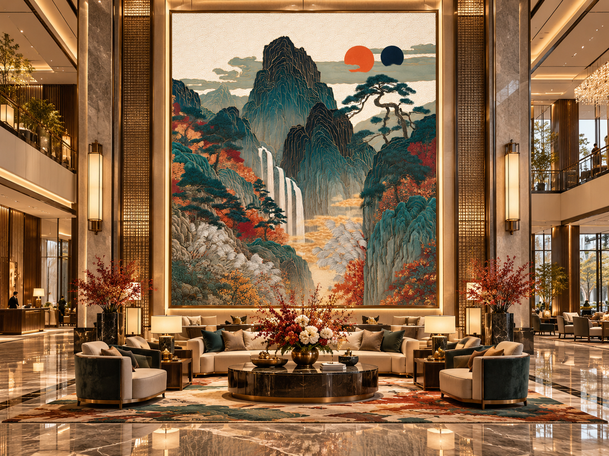 Japanese-Inspired Mountain Landscape Fine Art Poster
