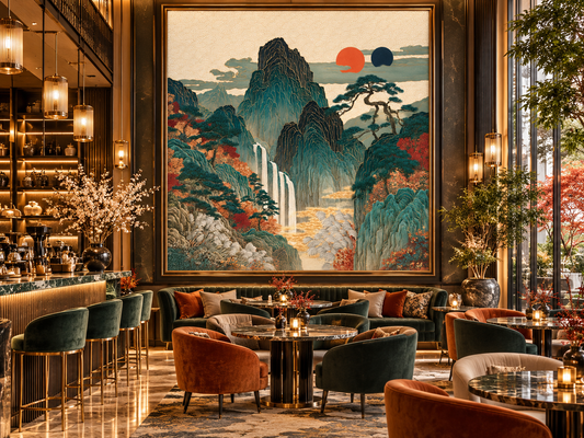 Japanese-Inspired Mountain Landscape Fine Art Poster