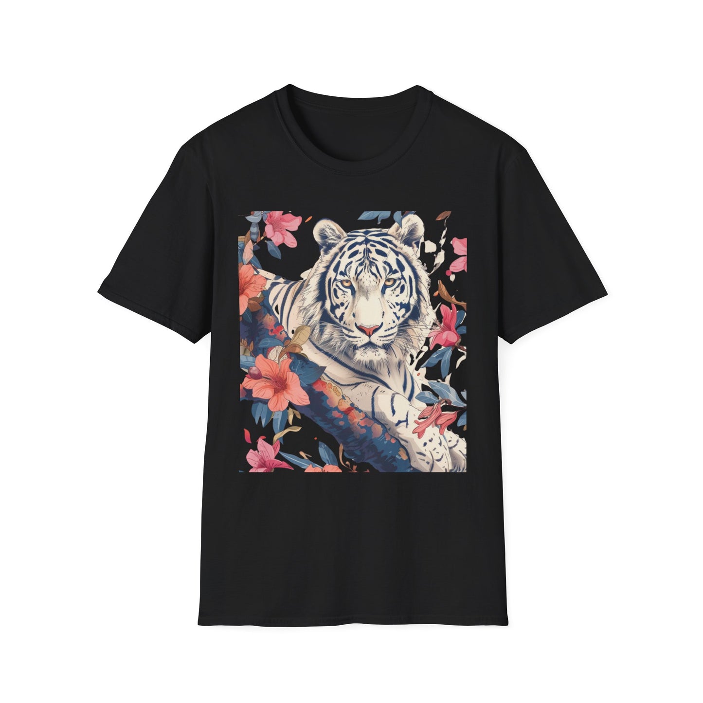 Tiger Floral T-Shirt — White Tiger & Blossom Graphic Tee
