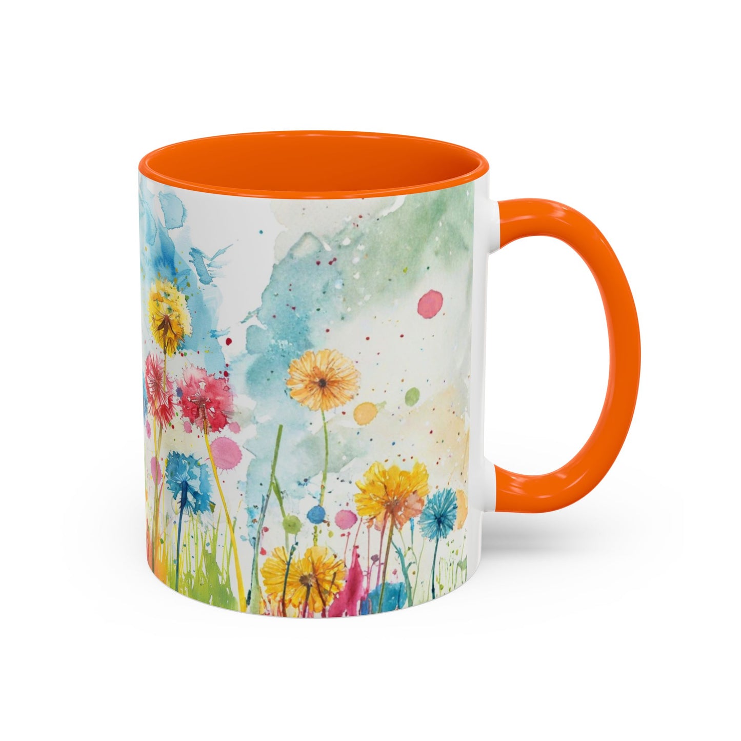 Watercolor Wildflower Accent Coffee Mug — Colorful Floral 11/15oz