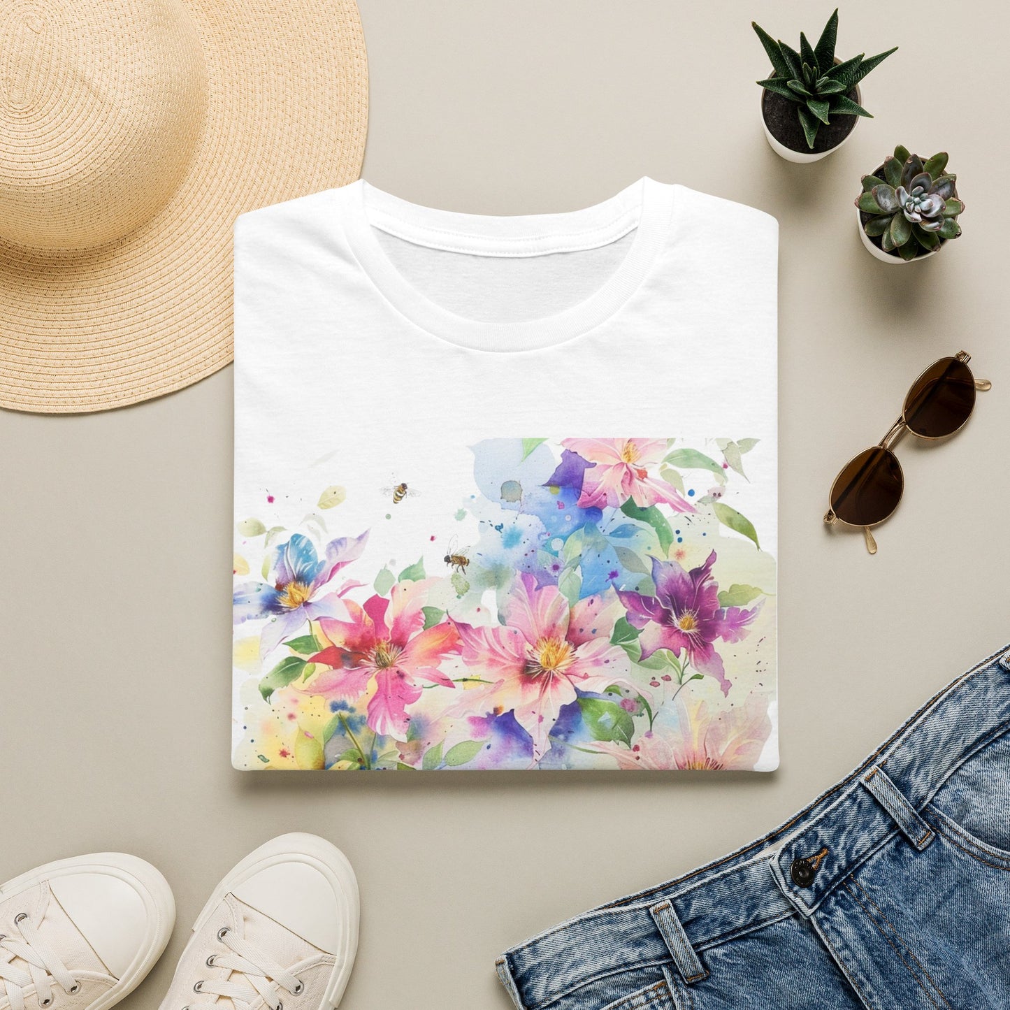 Watercolor Floral T-Shirt — Pastel Bloom Garden Tee