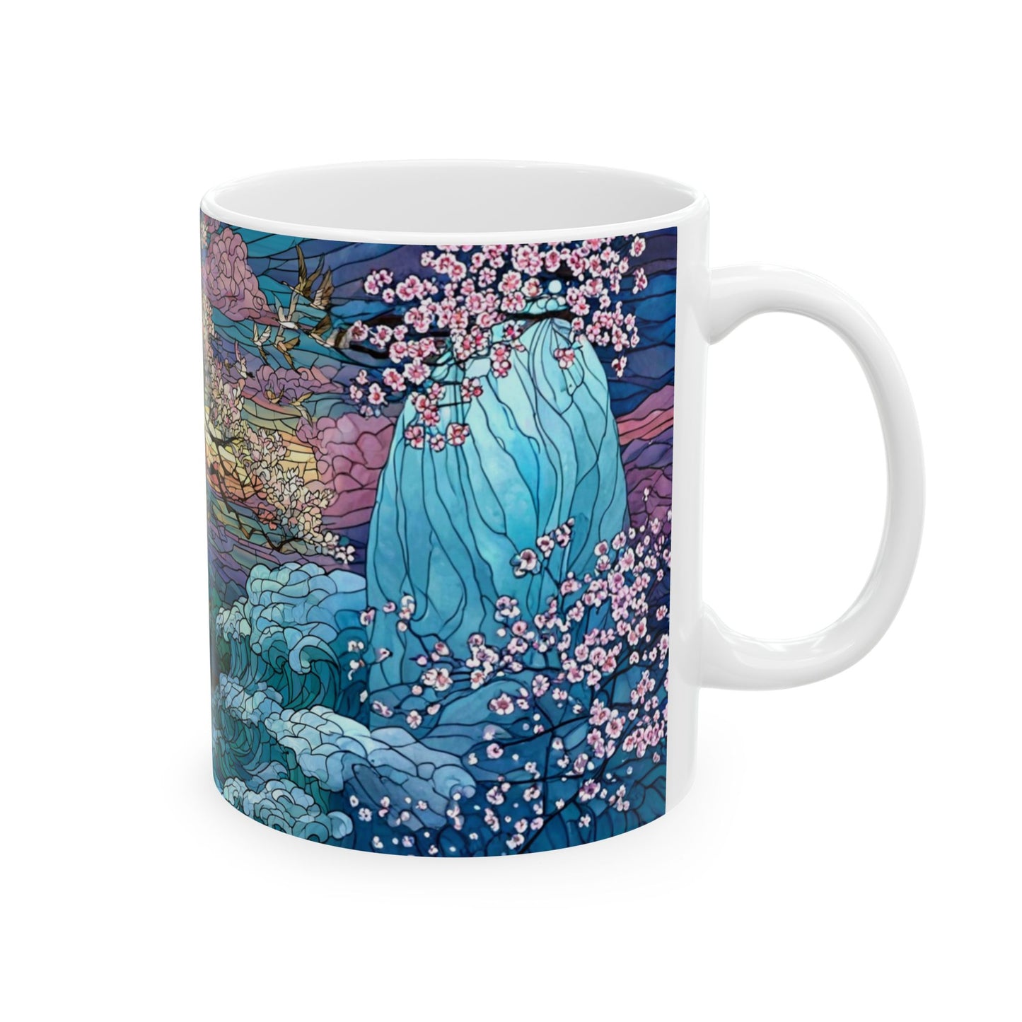 Cherry Blossom  Landscape Ceramic Mug — Sakura Scenic Tea Coffee Cup (11oz/15oz)