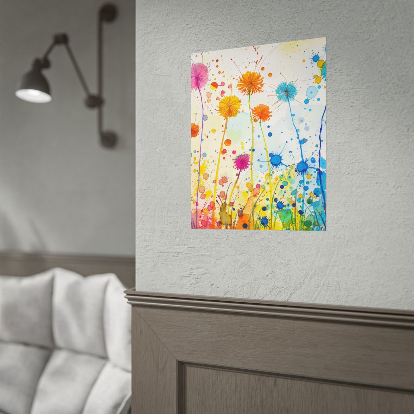 Colorful Watercolor Wildflower Poster — Bright Floral Rolled Art Print