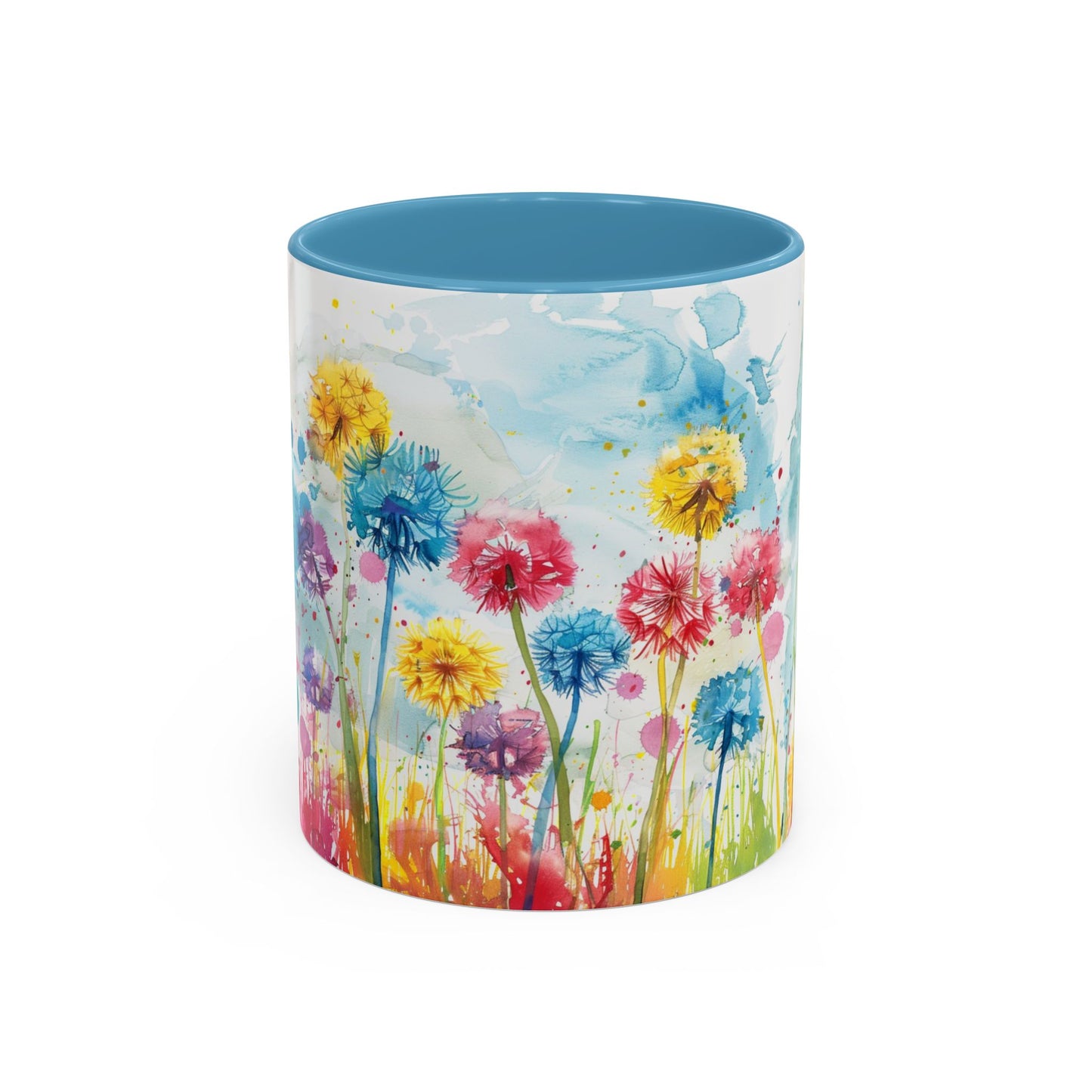 Watercolor Wildflower Accent Coffee Mug — Colorful Floral 11/15oz
