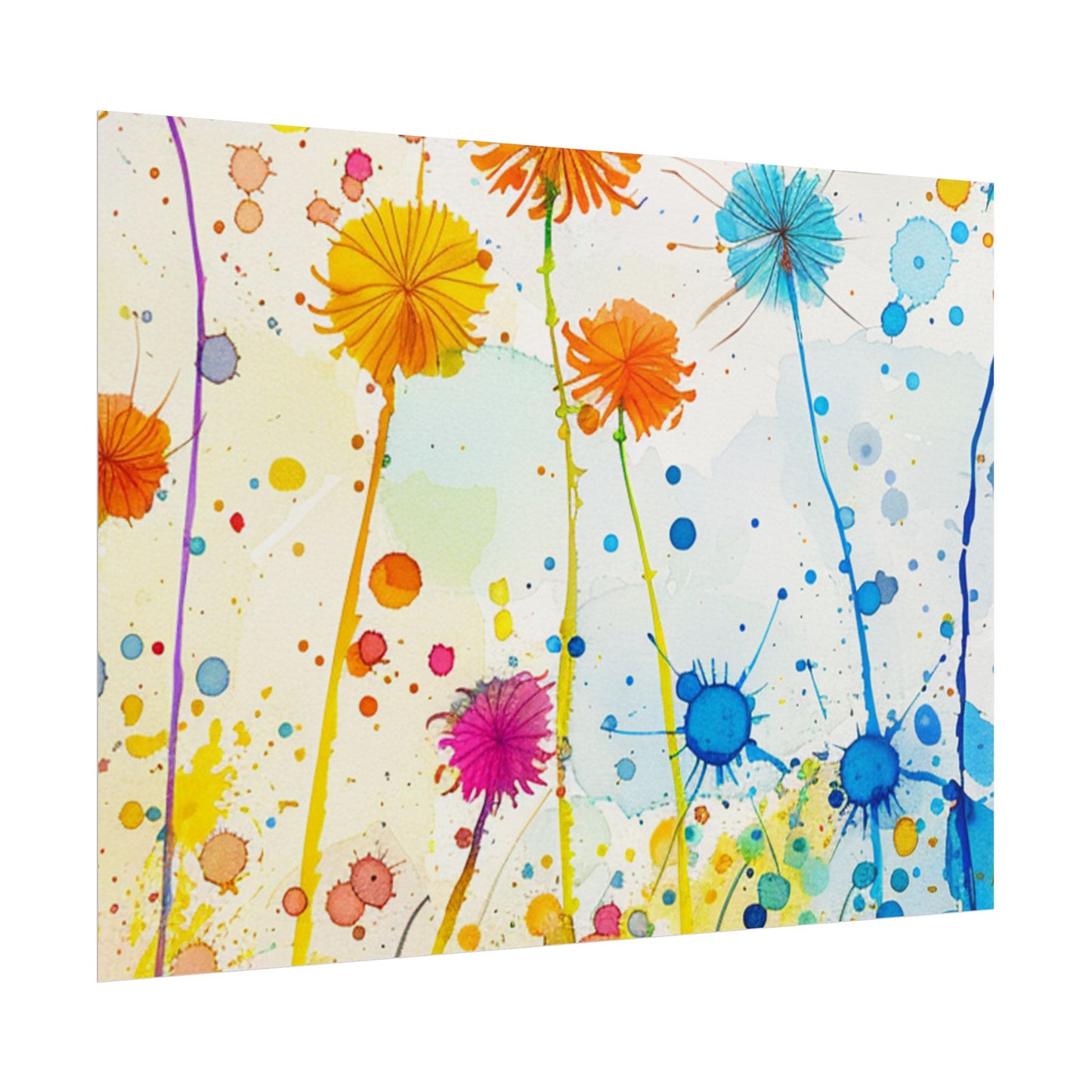 Colorful Watercolor Wildflower Poster — Bright Floral Rolled Art Print