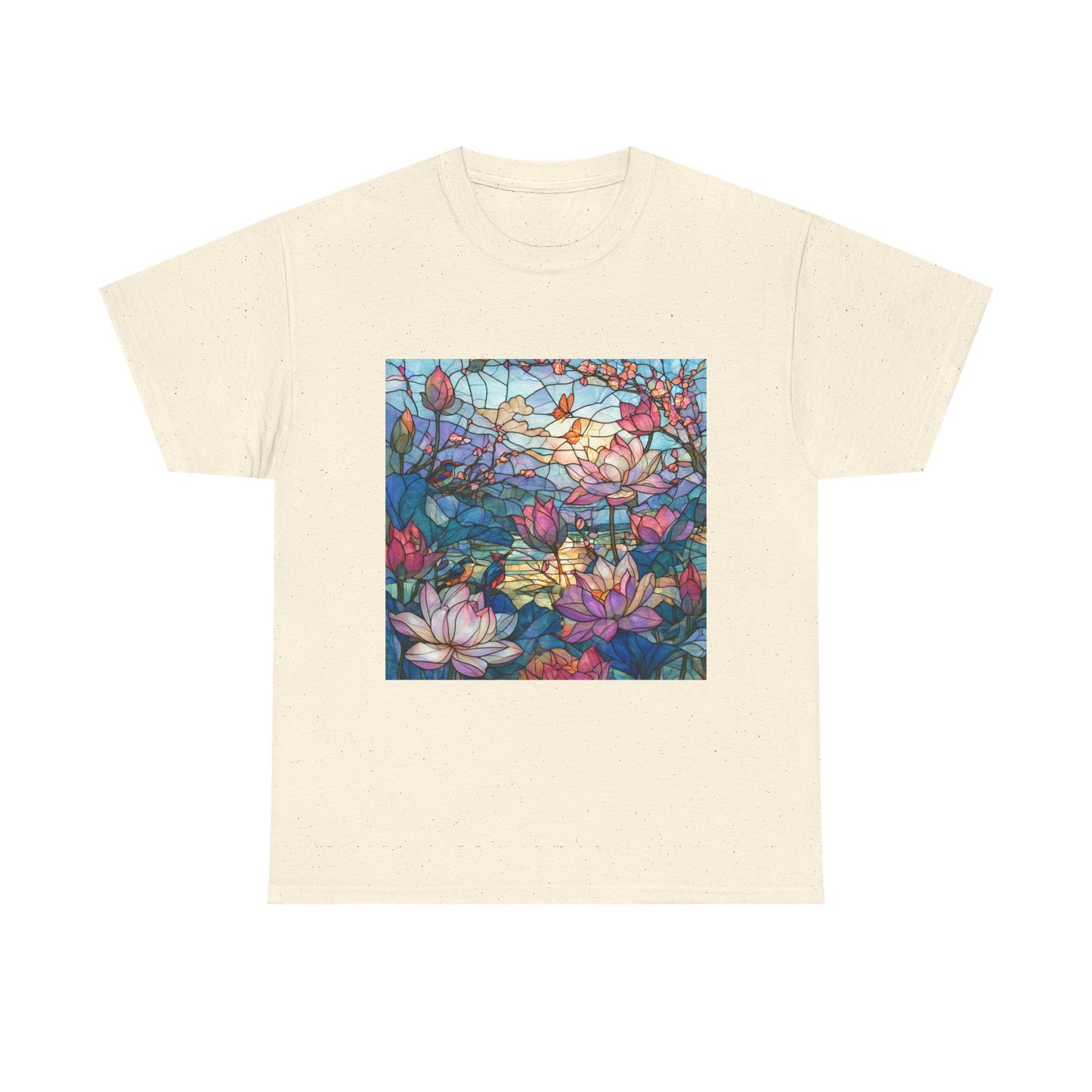 Lotus Garden of Light – Stained Glass Birds and Blossoms