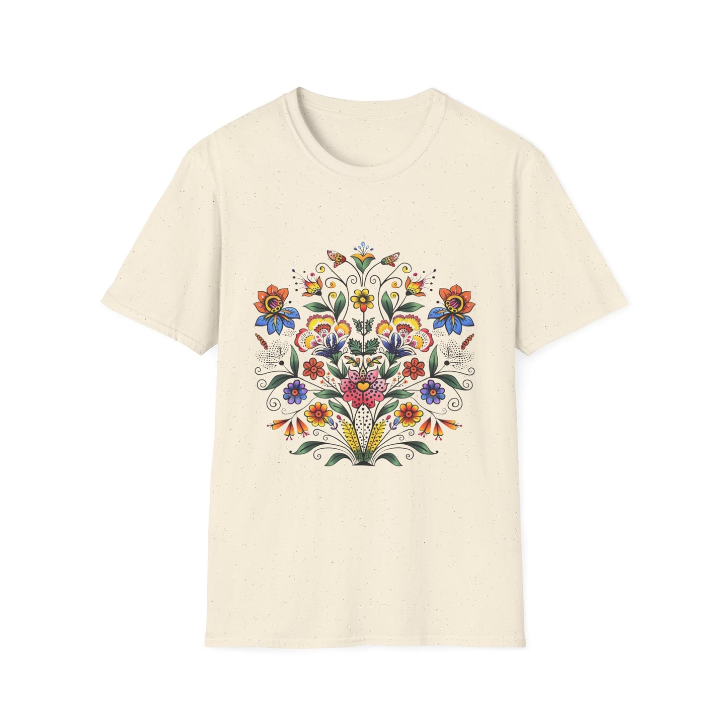 Floral Folk Art T-Shirt — Colorful Boho Flower Motif