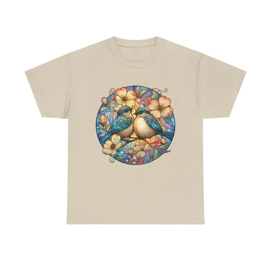 Birds & Blossoms Tee — Watercolor Lovebirds Floral T-Shirt