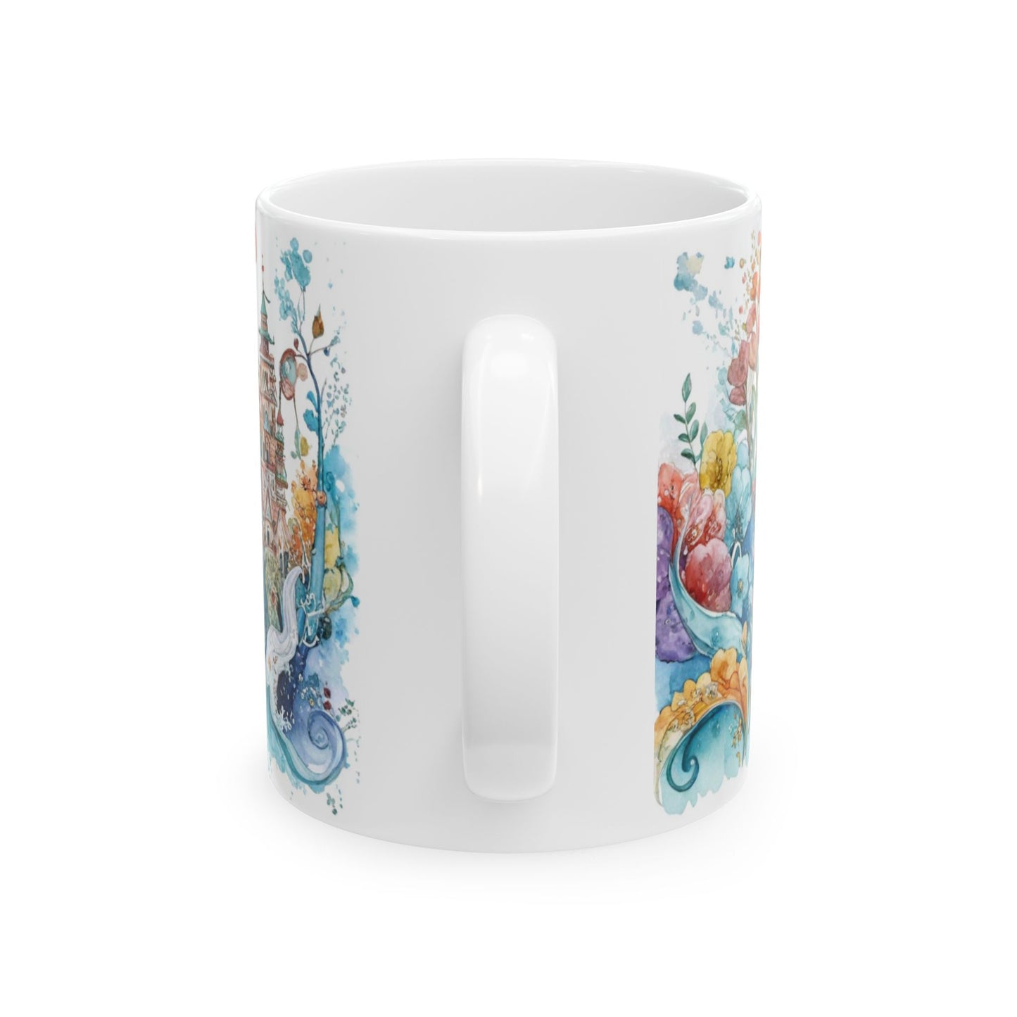 Whale & Ship Watercolor Ceramic Mug — Nautical Ocean Art Coffee Cup (11oz/15oz)