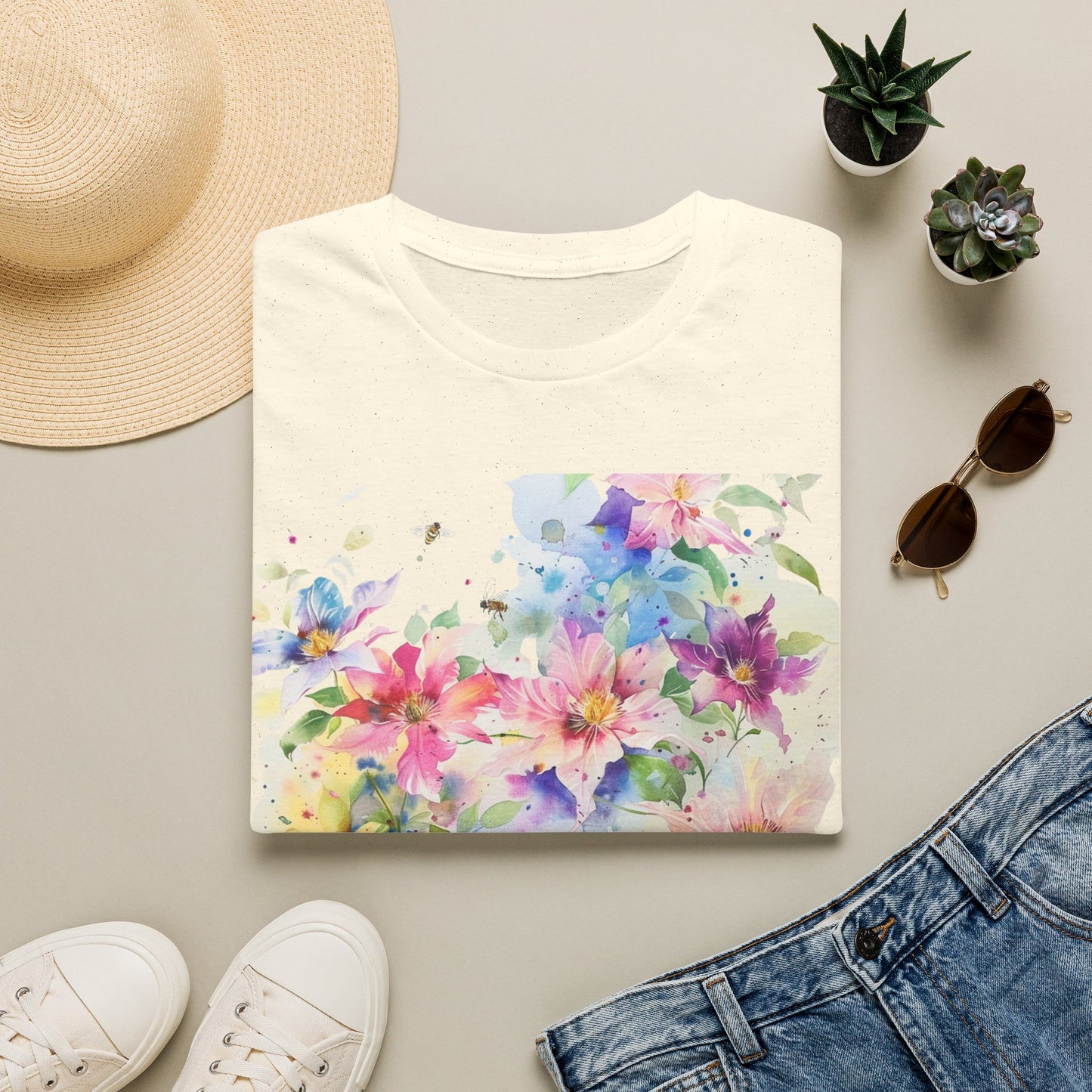 Watercolor Floral T-Shirt — Pastel Bloom Garden Tee