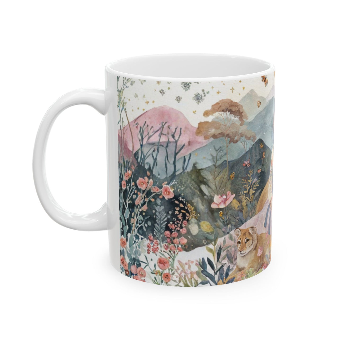 Korean Hanbok Lion Garden Ceramic Mug — Fantasy Floral 11oz/15oz