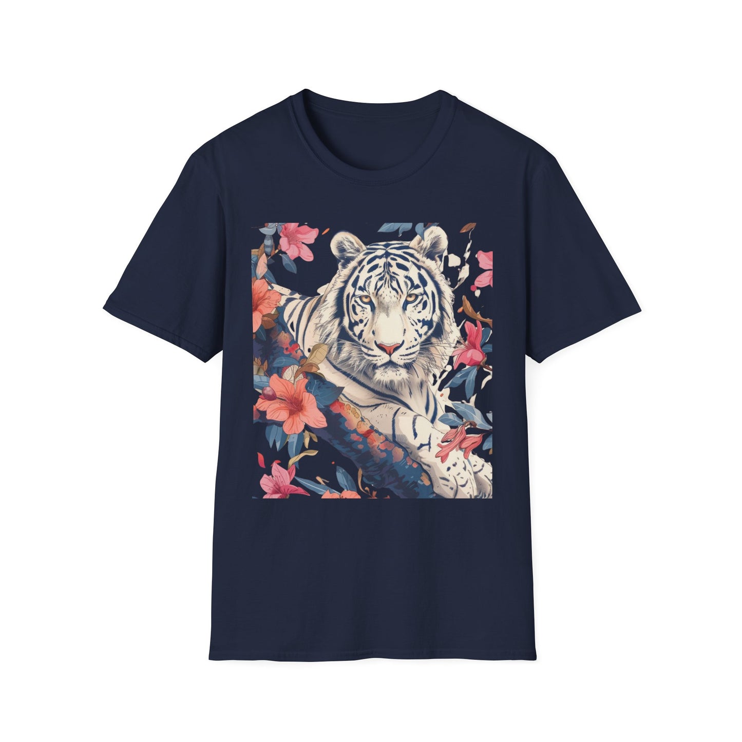 Tiger Floral T-Shirt — White Tiger & Blossom Graphic Tee