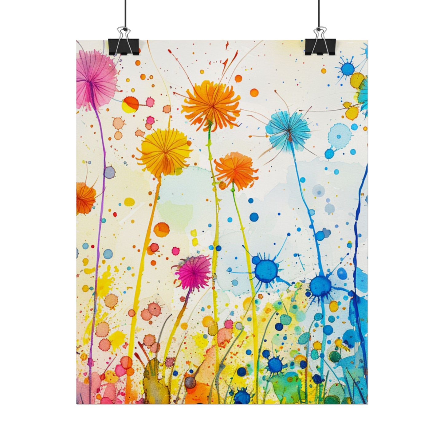 Colorful Watercolor Wildflower Poster — Bright Floral Rolled Art Print